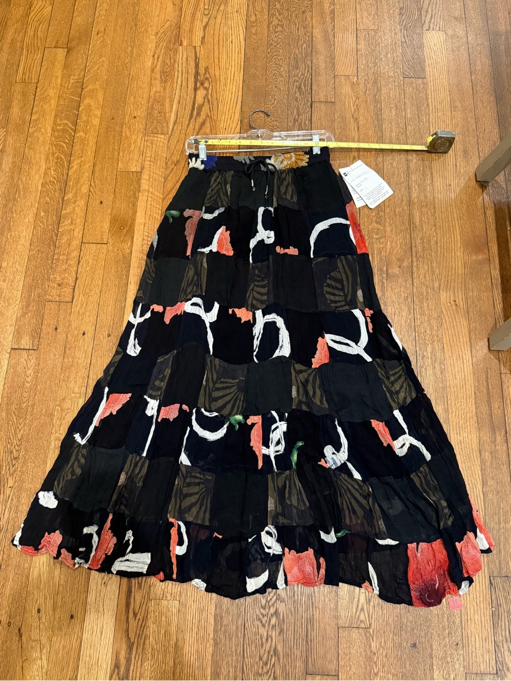 NWT Vintage Hokus Pokus Tiered Maxi Skirt Abstract Print Size S